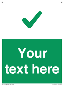 Custom green background, green tick sign